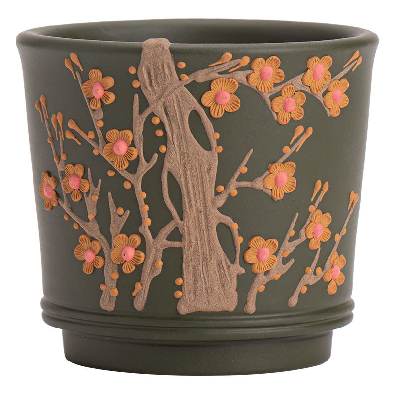 苏氏陶瓷（SUSHI CERAMICS） J1000 130ml 原矿紫砂绿泥梅花茶杯  绿色（单位：个）