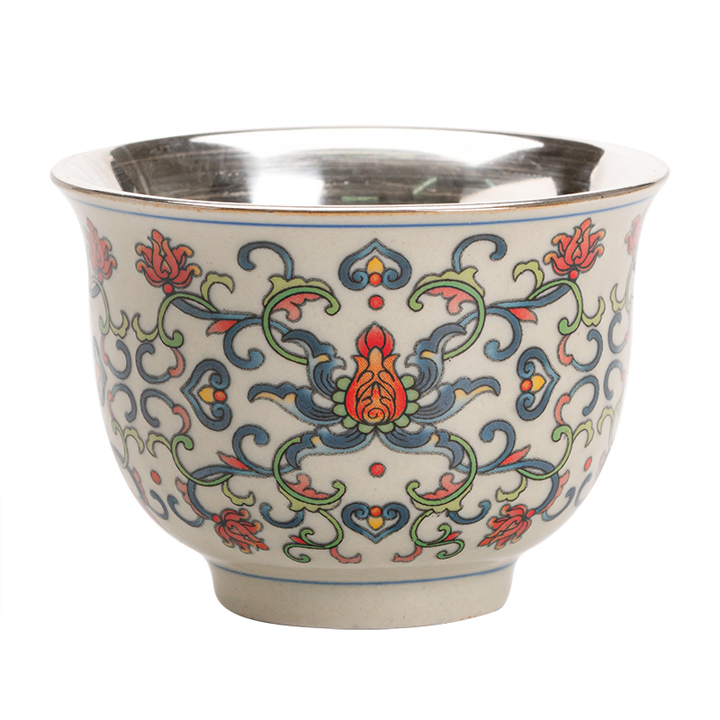 苏氏陶瓷（SUSHI CERAMICS） 青花永乐鎏银 130ml 青花永乐鎏银茶杯 混色（单位：个）