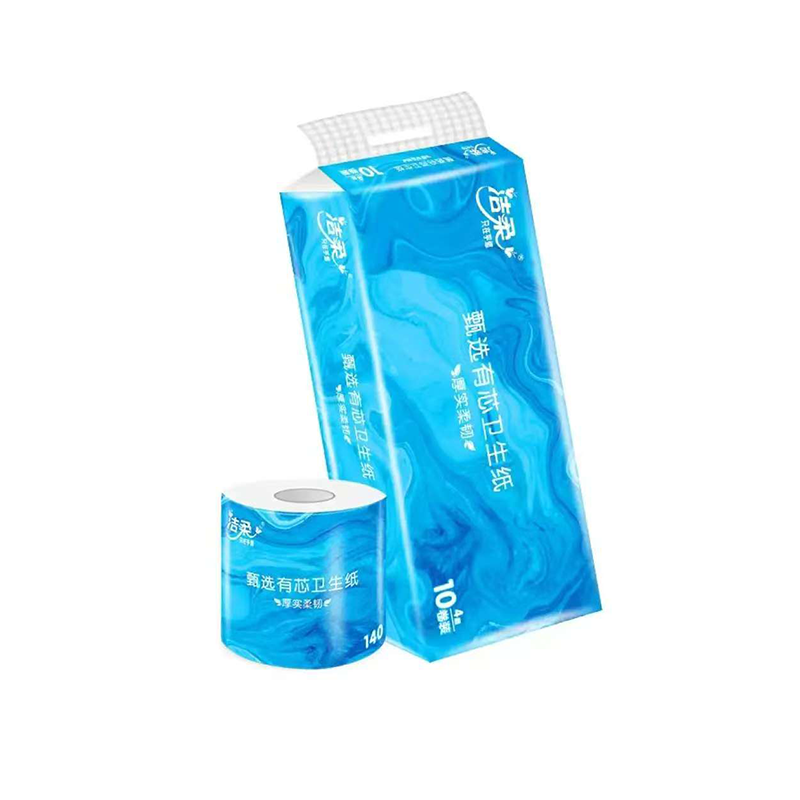 洁柔（C&S） 甄选有芯 四层140g 101x138mm x10卷 有芯卫生卷纸 蓝色（单位：提）