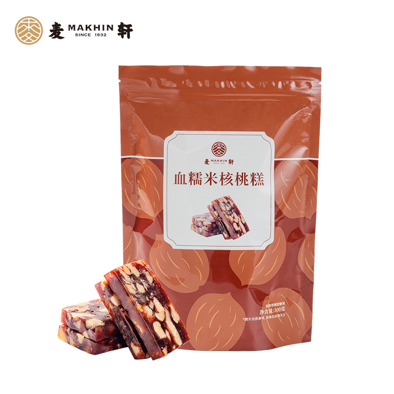 麦轩 血糯米核桃糕 300g*2包 孕妇儿童健康零食 枫叶色（单位：组）