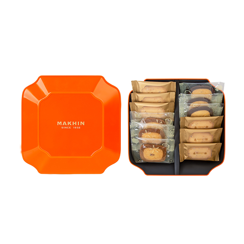 麦轩 坚果牛油曲奇礼盒 200g 进口牛油入口奶香浓郁 炫橙色（单位：盒）