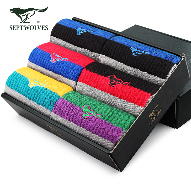 七匹狼（SEPTWOLVES） 90738 六双装 竹炭运动风男袜 混色（单位：套）