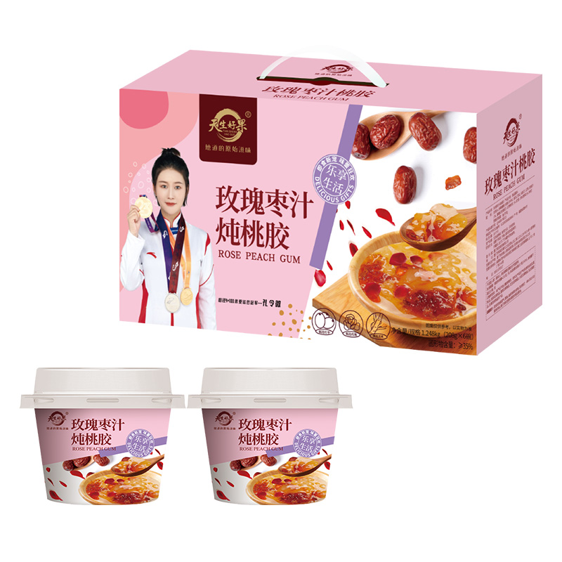 天生好果 营养早晚餐速食粥 1248g 玫瑰枣汁炖桃胶 粉色（单位：盒）