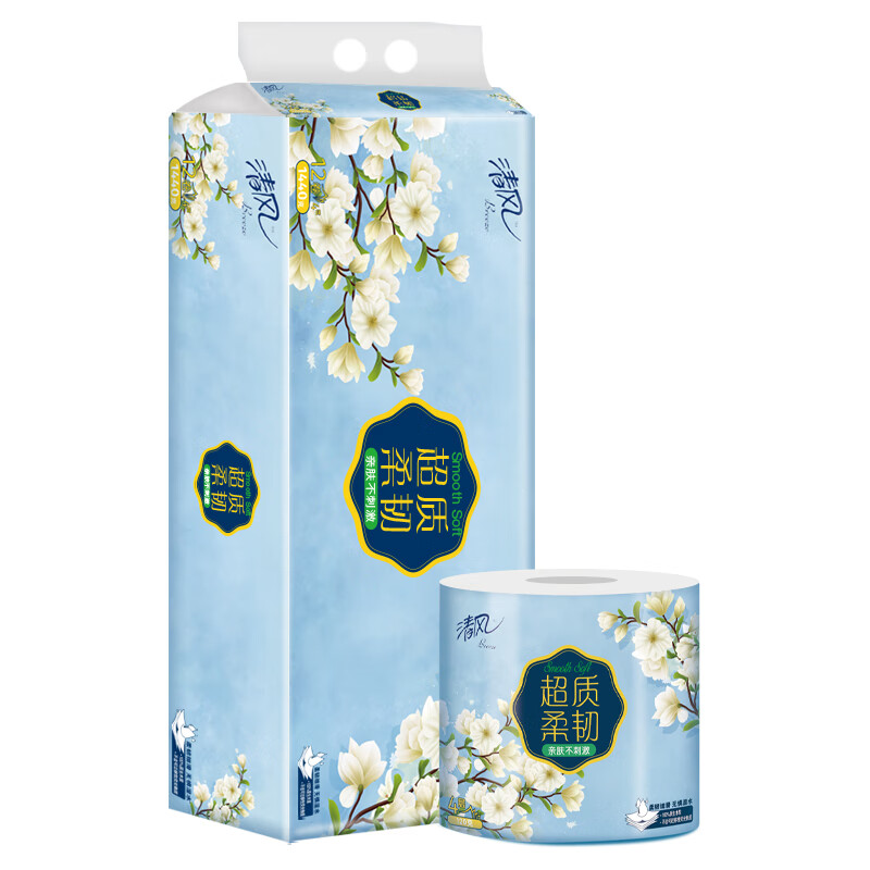 清风 A20CHK 4层120克*12卷 超质柔韧卷纸 蓝色（单位：提）