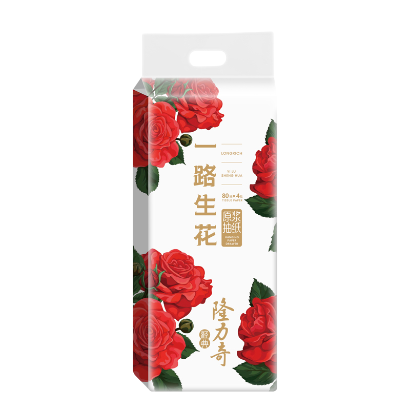 隆力奇 LLQ-003 4层75/抽（4连包）抽纸*2提 抽纸组合 玫瑰红色（单位：箱）