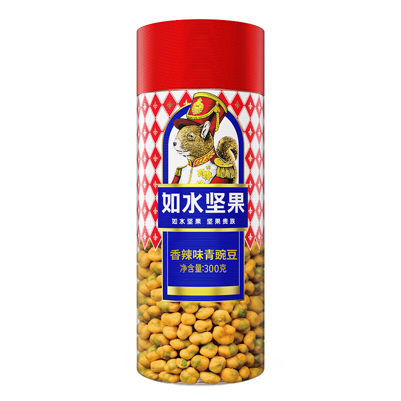如水 香辣味青豌豆 300g*1桶 休闲零食小吃  红色（单位：桶）