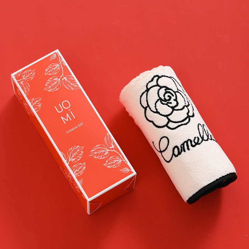 UOMI 优茶花-1 34*74cm76g 山茶花刺绣毛巾 混色（单位：套）