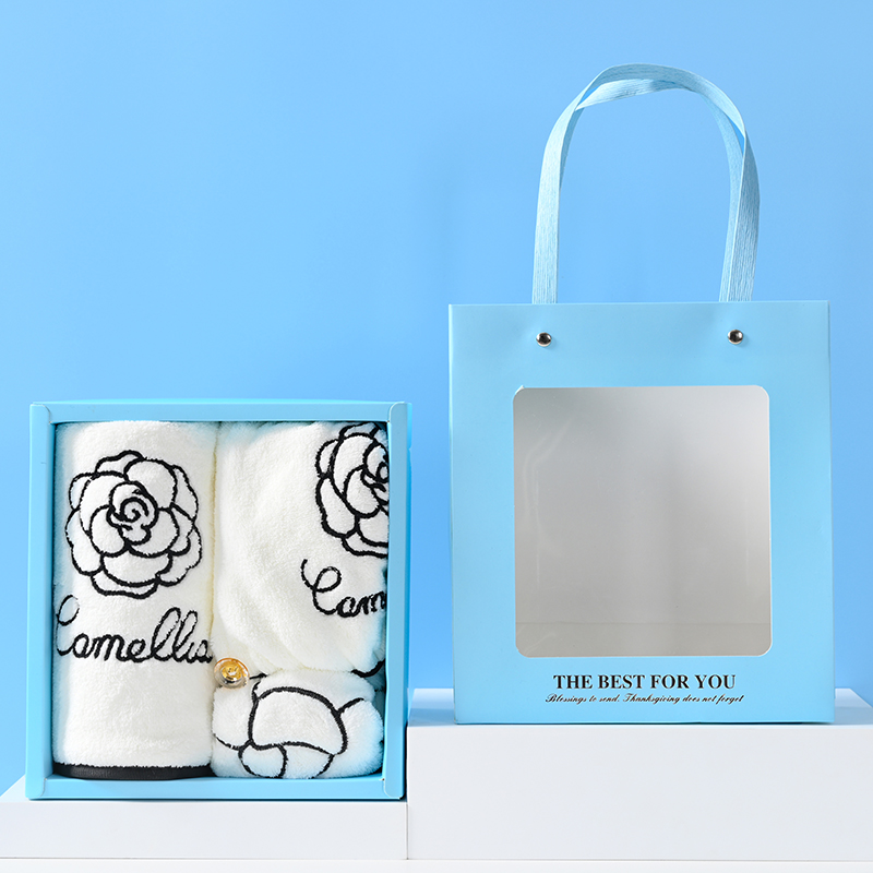 UOMI 优茶花-B 毛巾*1干发帽*1擦手巾*1 山茶花刺绣组合套装 混色（单位：套）