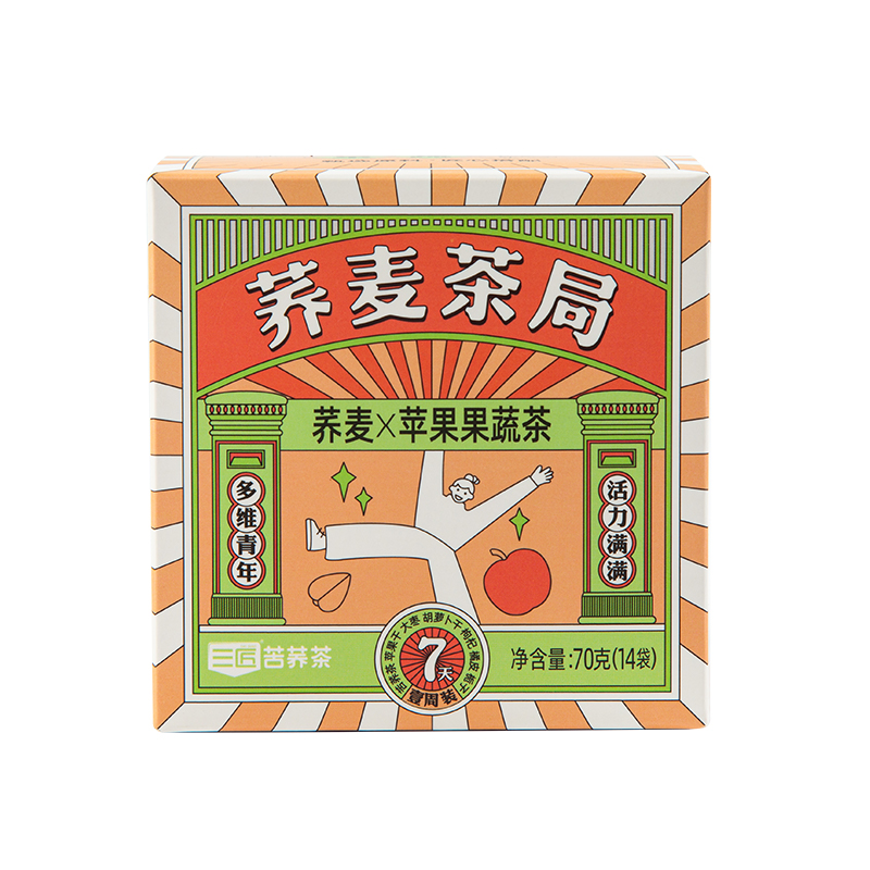三匠 荞麦&times;苹果果蔬茶 70g（14袋）/1盒 荞麦茶局 橙色（单位：盒）