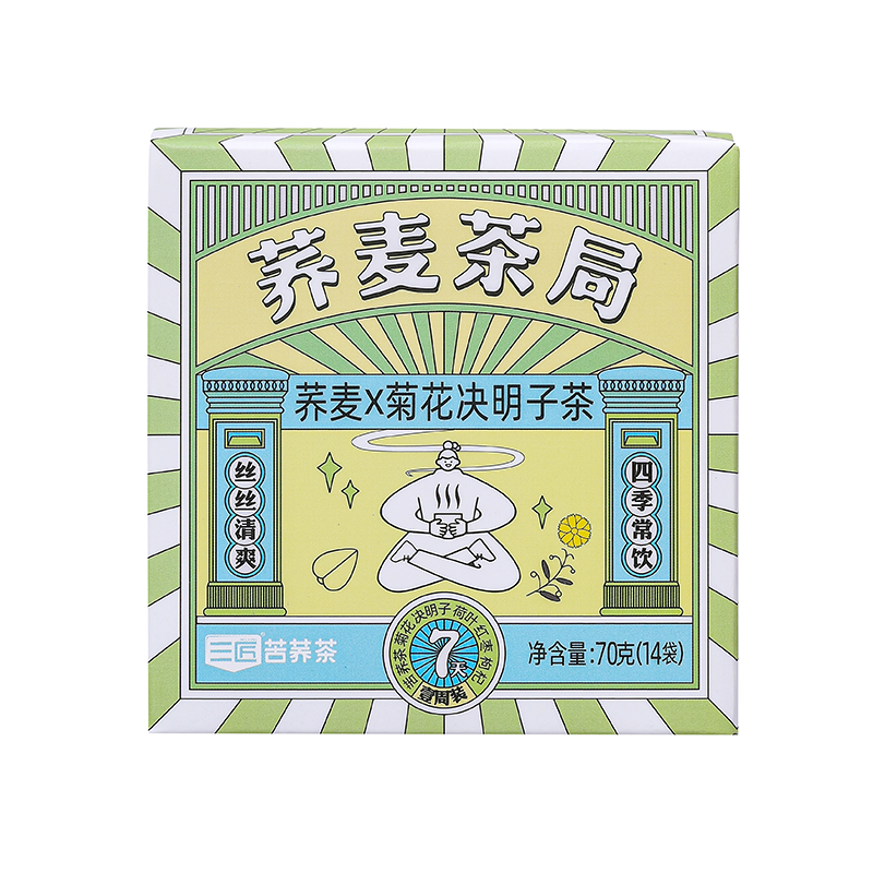 三匠 荞麦&times;菊花决明子茶 70g（14袋）/3盒 荞麦茶局 浅绿（单位：组）