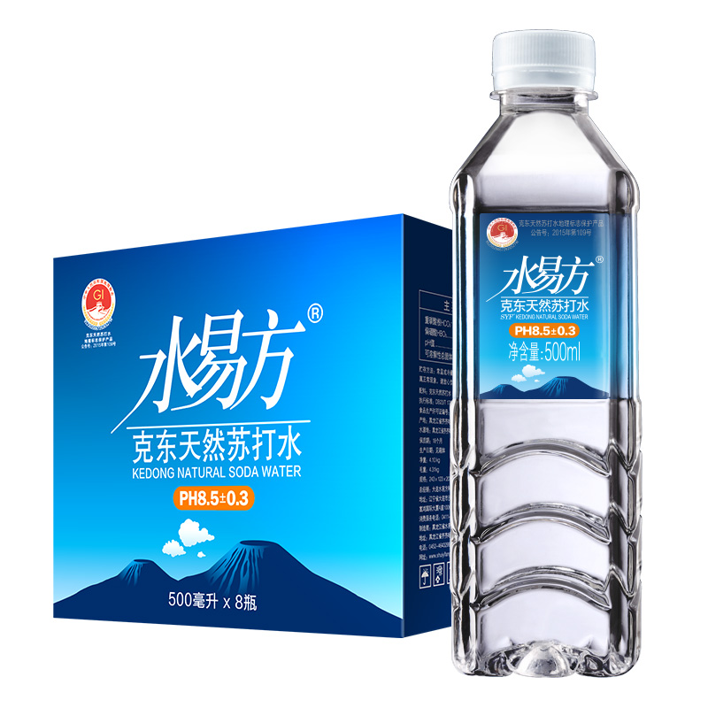 水易方（SYF） 克东天然苏打水 500ml*8瓶 天然弱碱自然强健 深蓝色（单位：箱）