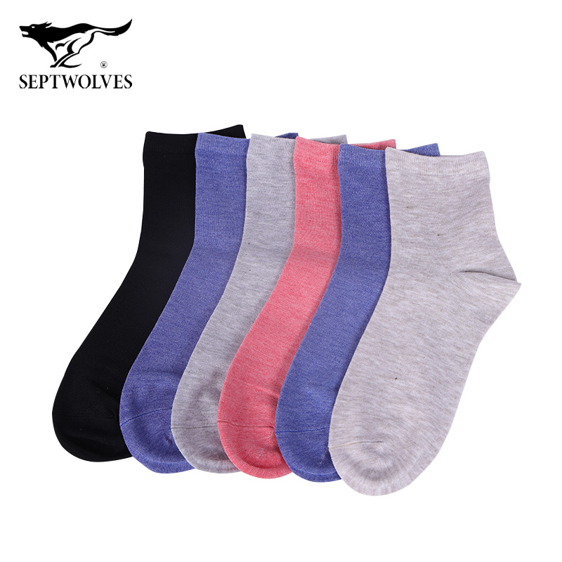 七匹狼（SEPTWOLVES） 62025-6 六双装 女士抗菌休闲袜 混色（单位：套）