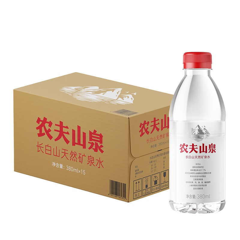 农夫山泉 长白山天然矿泉水 380ml*15瓶 整箱装 钢琴白（单位：箱）