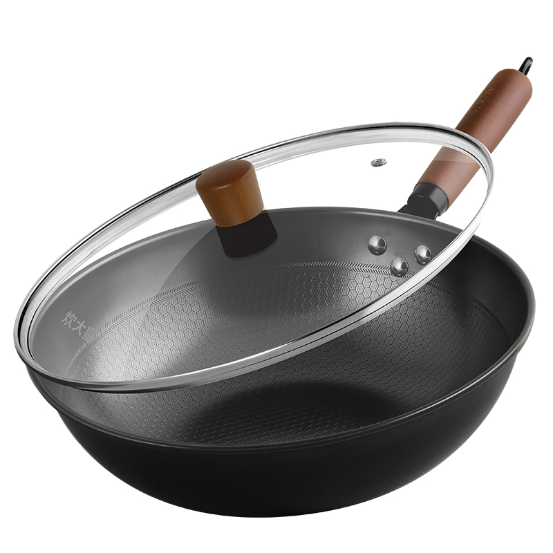 炊大皇 XT32CGH 蜂寞纹无涂层铁锅 32cm 家用炒菜锅 黑色（单位：个）