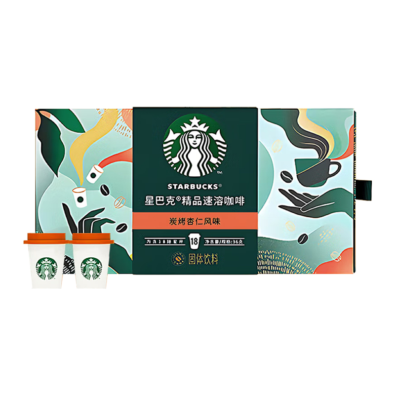  星巴克（Starbucks） 炭烤杏仁随星杯 2g*18 精品速溶咖啡 雾雨绿（单位：盒）