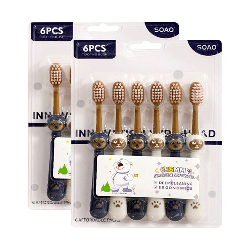 SOAO 儿童牙刷 6支装*2套 小刷头 混色（单位：套）