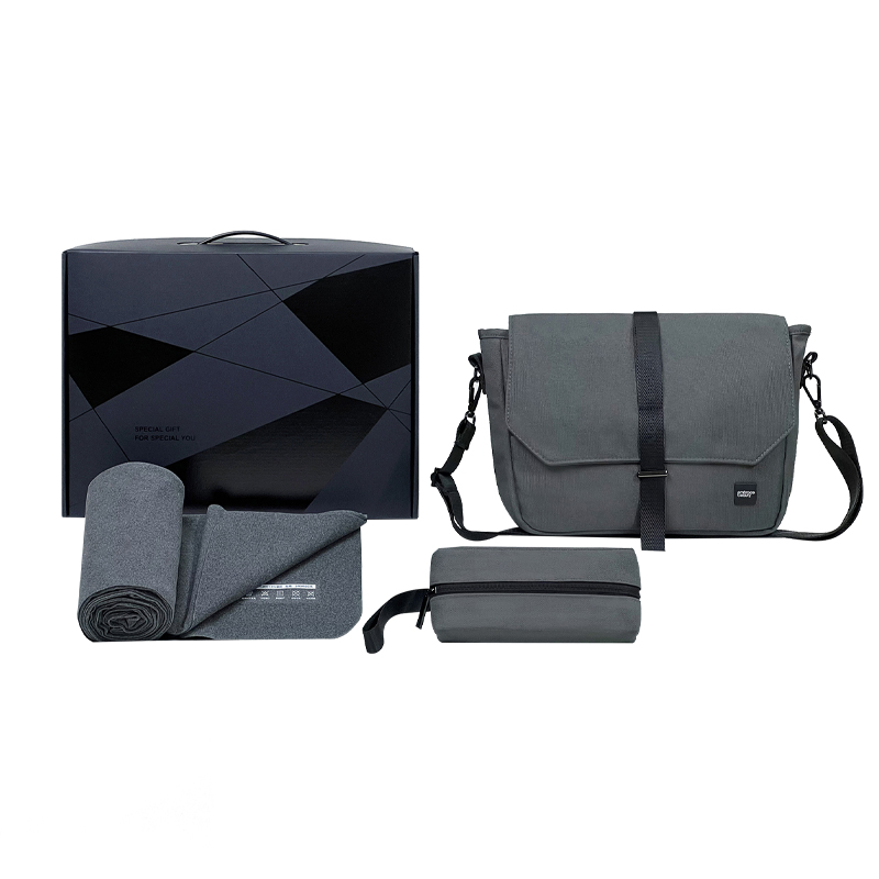 又见美物 EB3Z12 邮差包+数码包+披肩毯 轻松有型商务礼盒 摩登灰（单位：套）