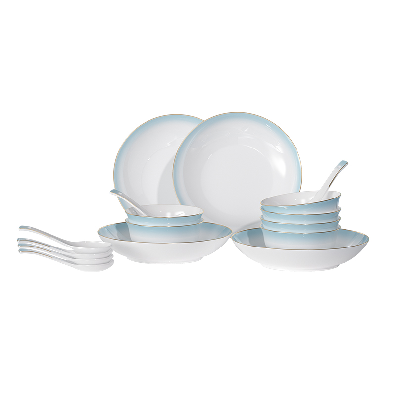 康巴赫 LPB-LYGC016 16头 天青之彩骨瓷餐具 蓝色（单位：套）