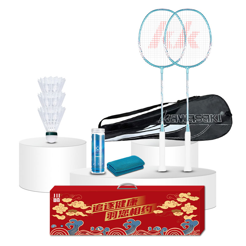 川崎（KAWASAKI） IRON-007套装三 8件套 羽毛球拍 天蓝色（单位：套）