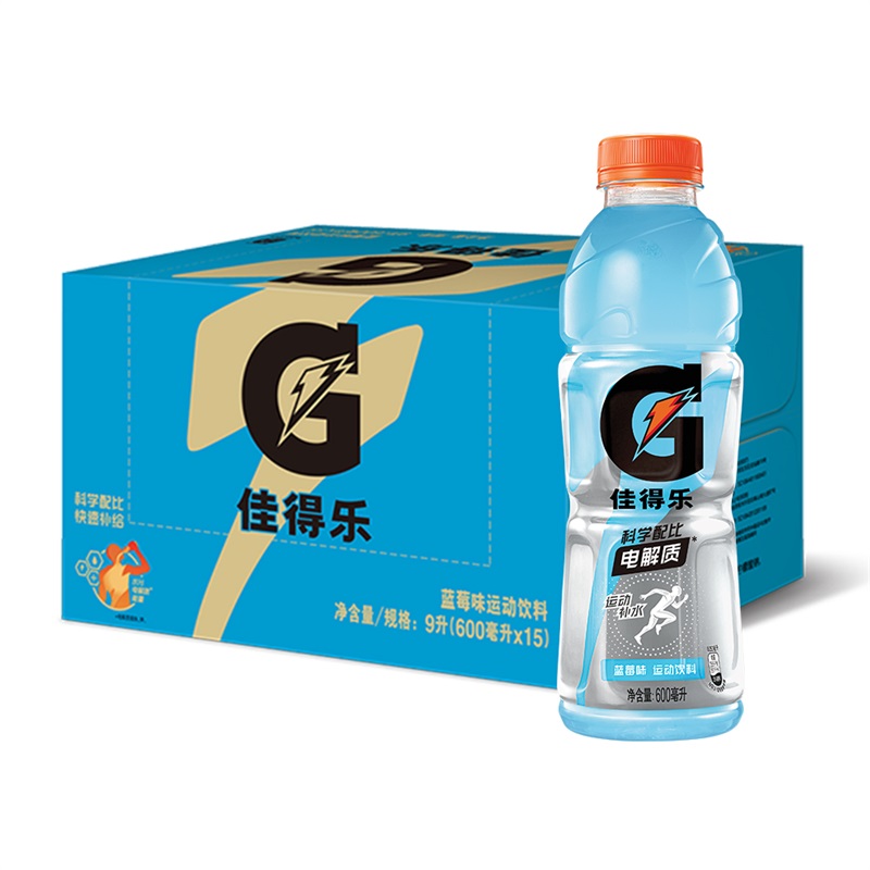 佳得乐（GATORADE） 电解质饮料蓝莓味 600ml*15 补水充【电】  水蓝色（单位：箱）