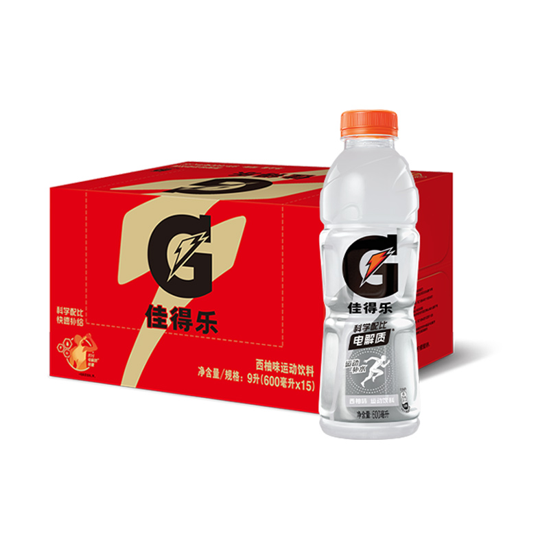 佳得乐（GATORADE） 电解质饮料西柚味 600ml*15 补水充【电】  灰色（单位：箱）