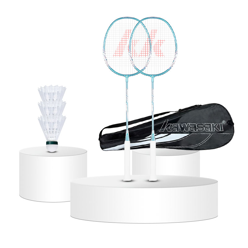 川崎（KAWASAKI） 007+9A耐打球 6件套 羽毛球拍对拍 天蓝色（单位：套）