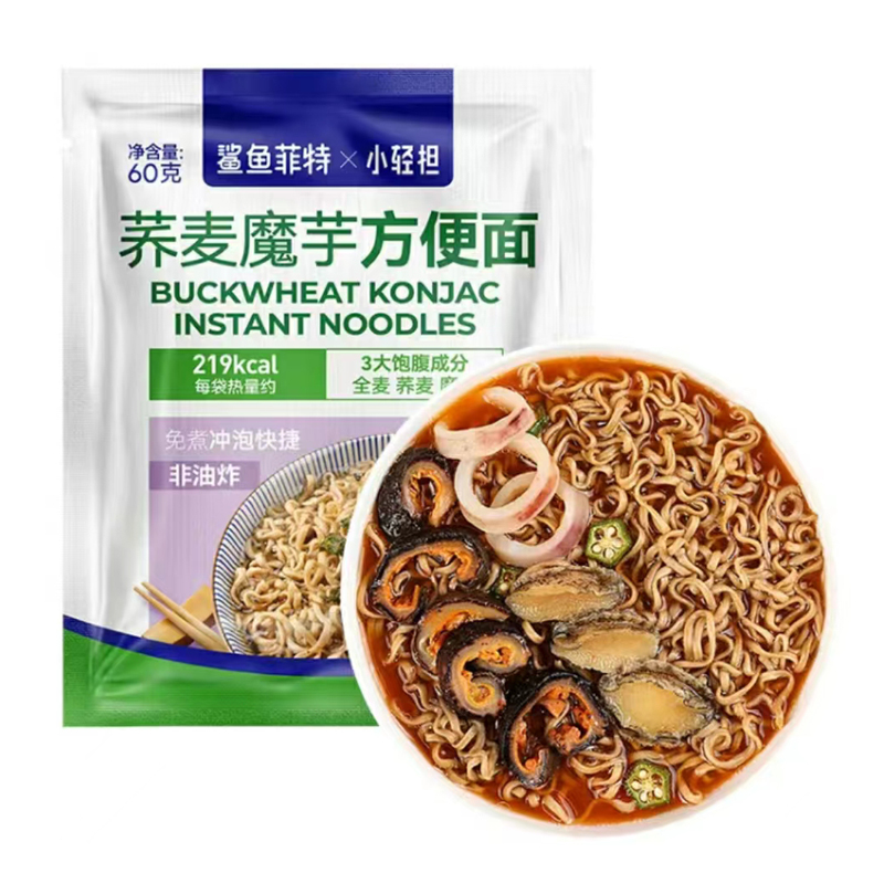 鲨鱼菲特/SHARKFIT 鲨鱼菲特荞麦魔芋方便面 魔芋方便面60g*25袋+油醋汁145g*1瓶 0脂非油炸低钠低升糖  红色（单位：箱）