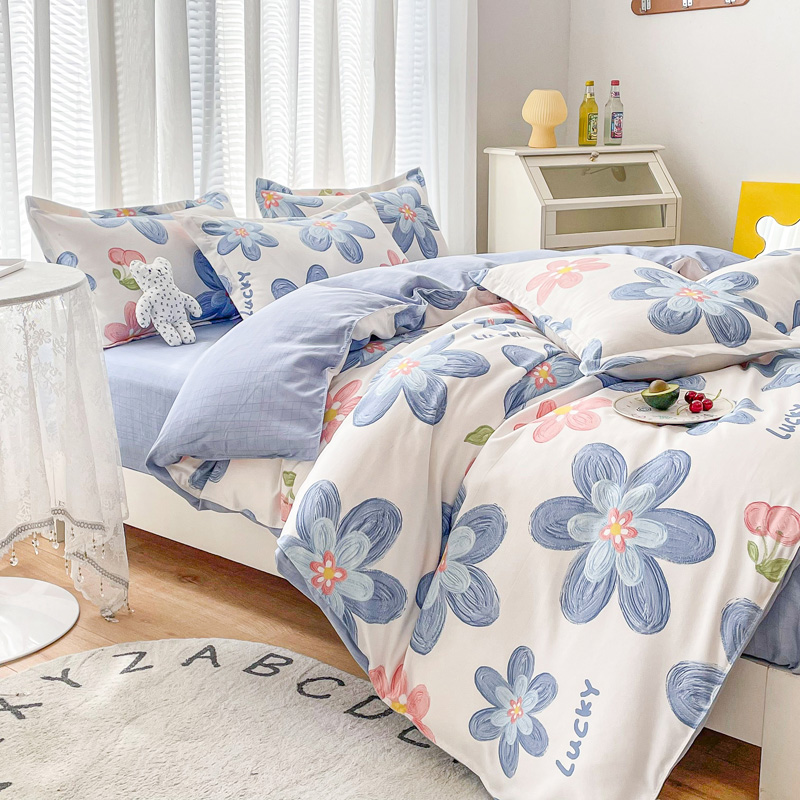 樵纪 丰硕年华 200*230CM 植物羊绒床上四件套 1.5/2.0米床通用款 蓝色（单位：套）