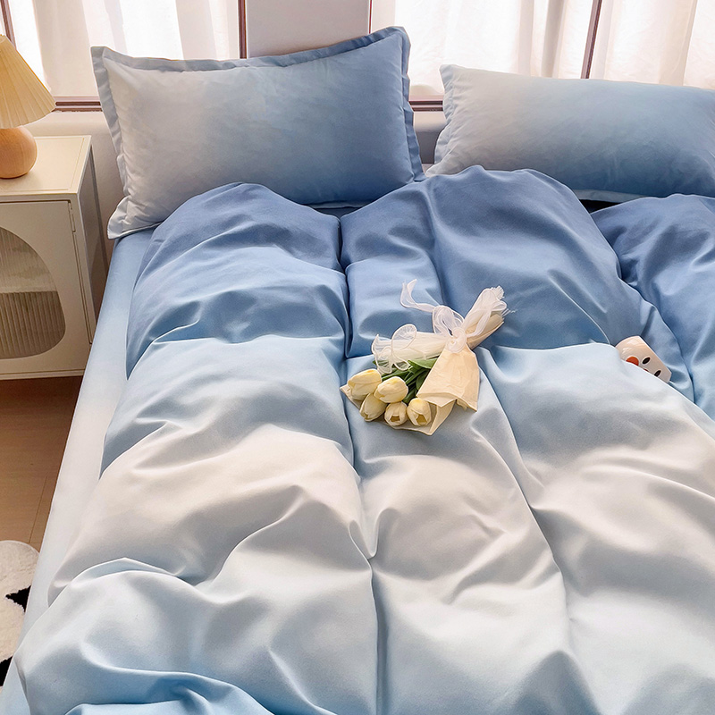 樵纪 渐变 200*230CM 植物羊绒床上四件套 1.5/2.0米床通用款 蓝色（单位：套）