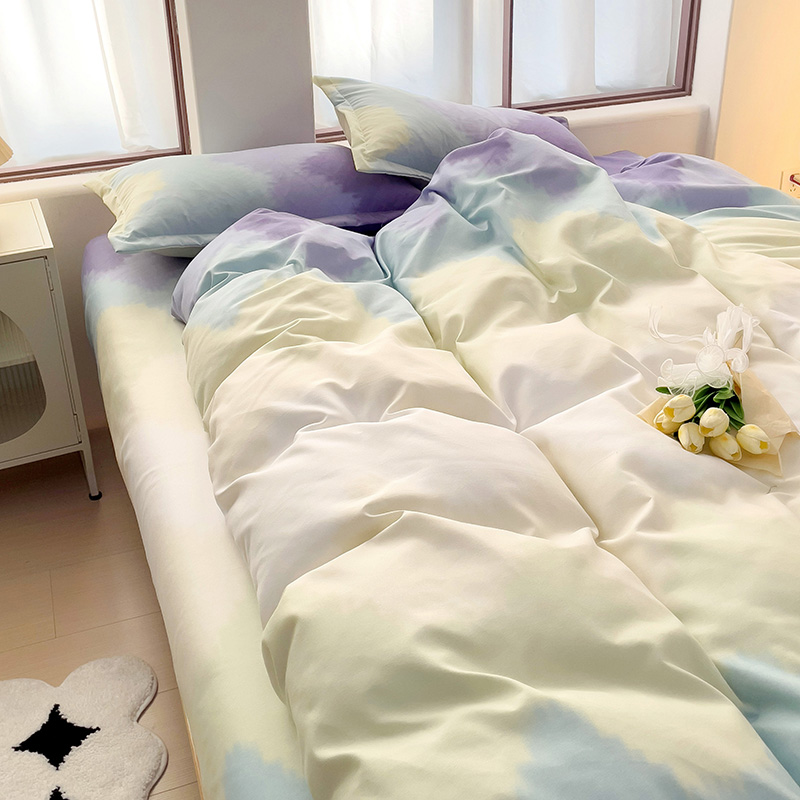 樵纪 波浪 200*230CM 植物羊绒床上四件套 1.5/2.0米床通用款 紫色（单位：套）