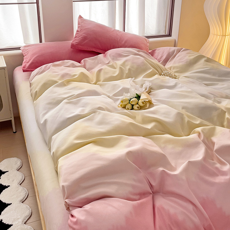 樵纪 波浪 200*230CM 植物羊绒床上四件套 1.5/2.0米床通用款 粉色（单位：套）