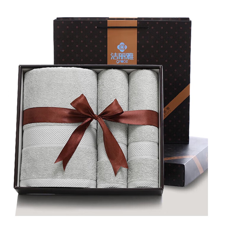 洁丽雅（Grace） 3A抗菌 三件套 3A抗菌毛巾浴巾礼盒 灰色（单位：套）