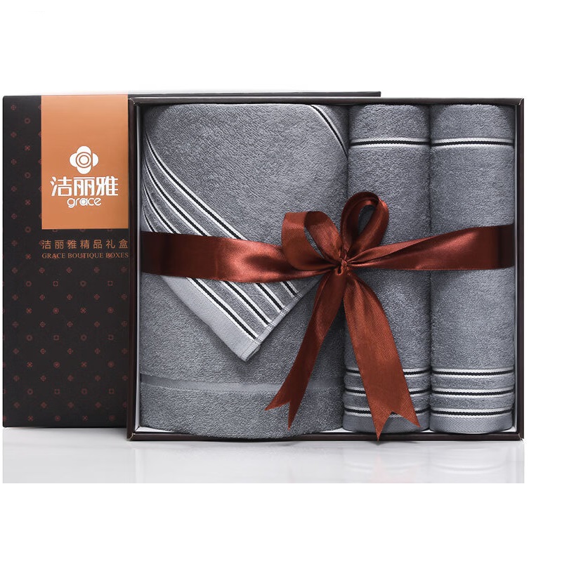 洁丽雅（Grace） 抗菌A类 三件套 A类抗菌毛巾浴巾礼盒 灰色（单位：套）