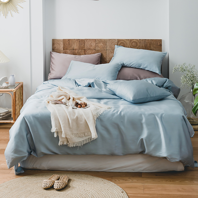 樵纪 蜗牛 200*230CM 兰精天丝四件套 1.5/1.8米床通用款 蓝色（单位：套）