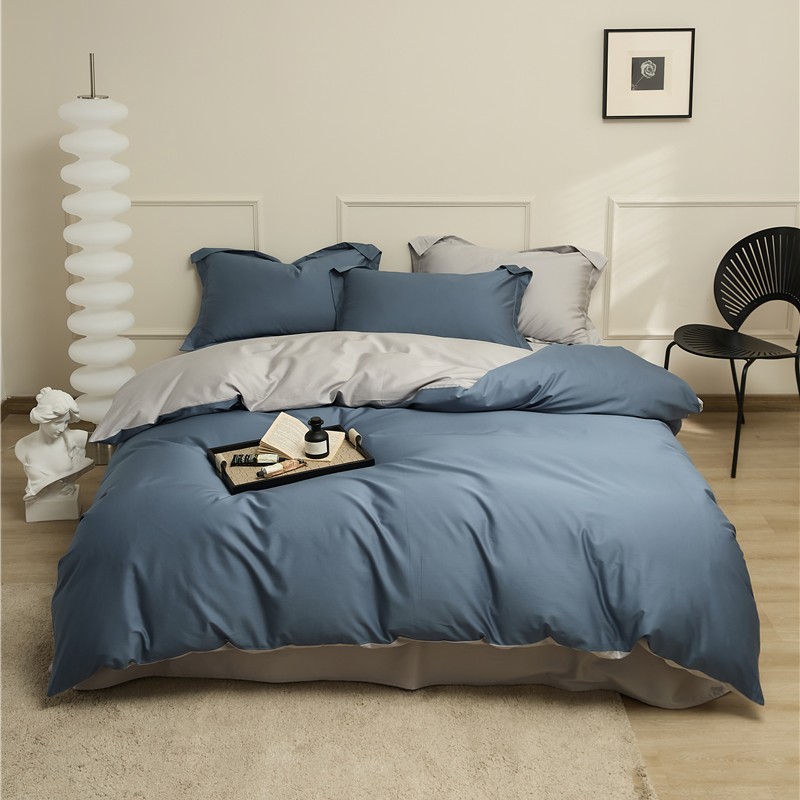 樵纪 菊 200*230CM 100支长绒棉四件套 1.5/1.8米床通用款 蓝色（单位：套）