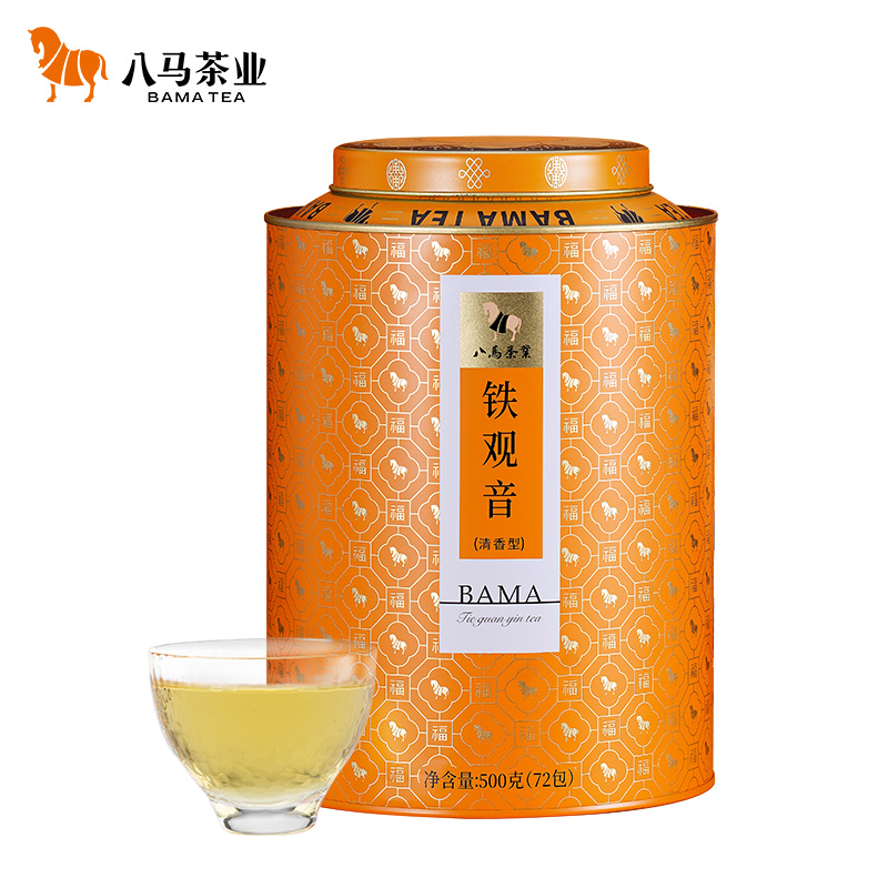 八马茶业 AA1322 安溪铁观音圆罐500g（72包，含礼袋） 百福系列独立小袋 混色（单位：罐）