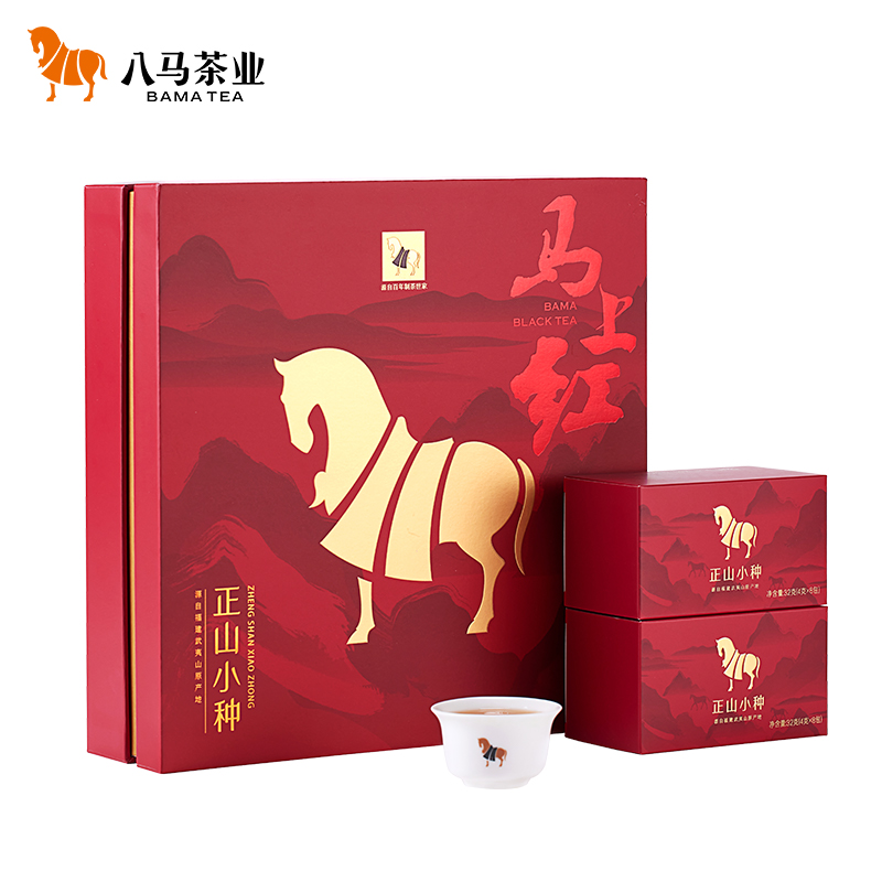 八马茶业 马上红系列正山小种红茶 D0214FF 192g礼盒装赠礼袋（48小包，8包*6盒） 红色（单位：盒）
