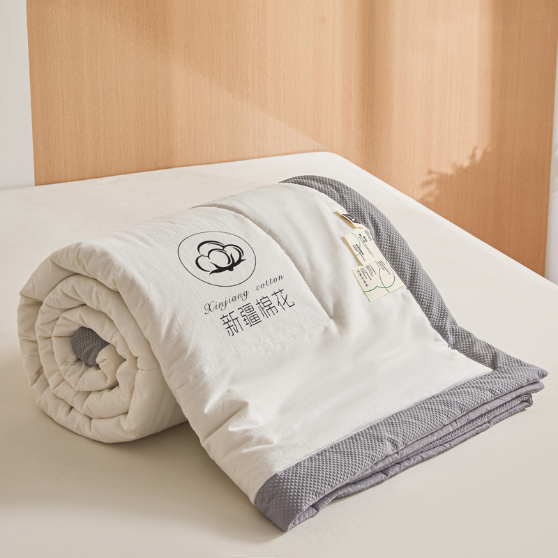 樵纪 棉白 双人被 软糯糯水洗棉棉花夏被 200x230cm 灰色（单位：床）