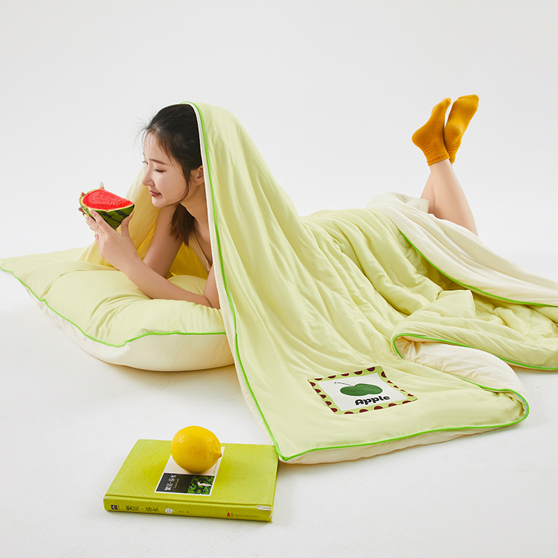 樵纪 撞色 双人被 双面凉感针织棉夏凉被 200x230cm 青柠色（单位：床）