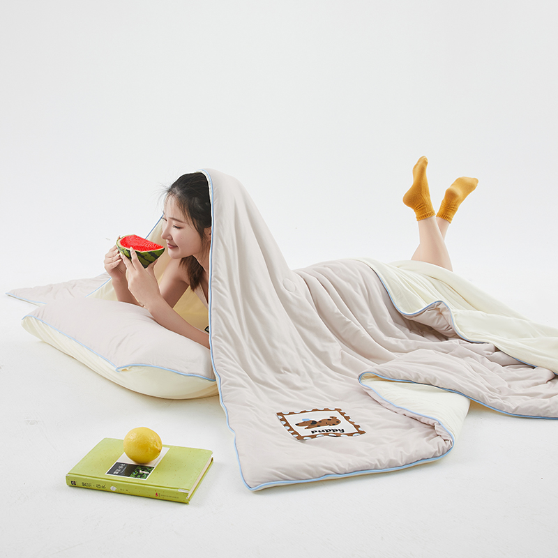 樵纪 撞色 双人被 双面凉感针织棉夏凉被 200x230cm 灰色（单位：床）