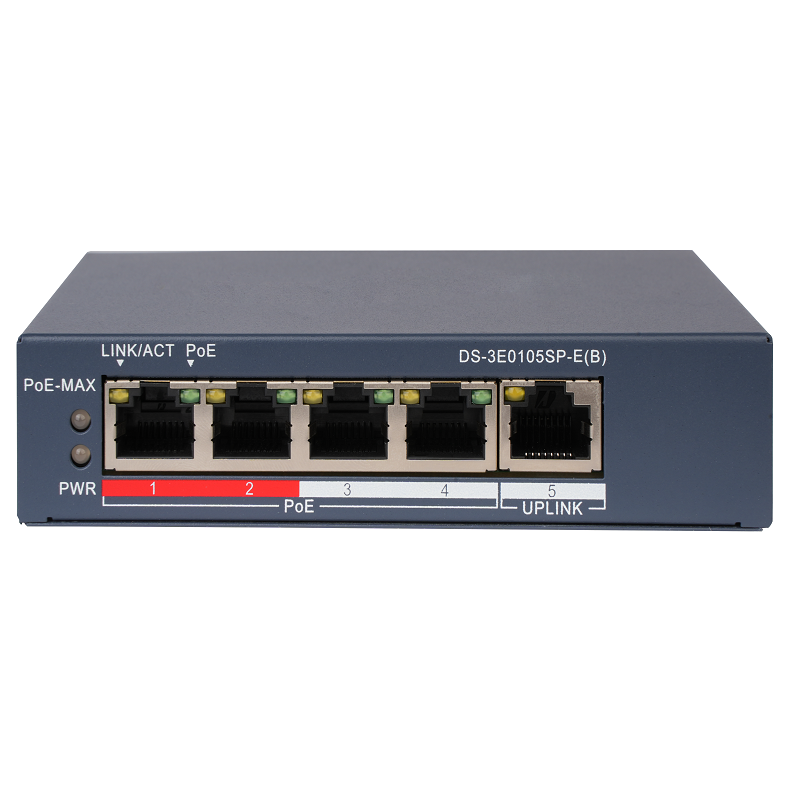海康威视（HIKVISION） DS-3E0105SP-E 5口poe 5口poe交换机 铁灰色（单位：台）