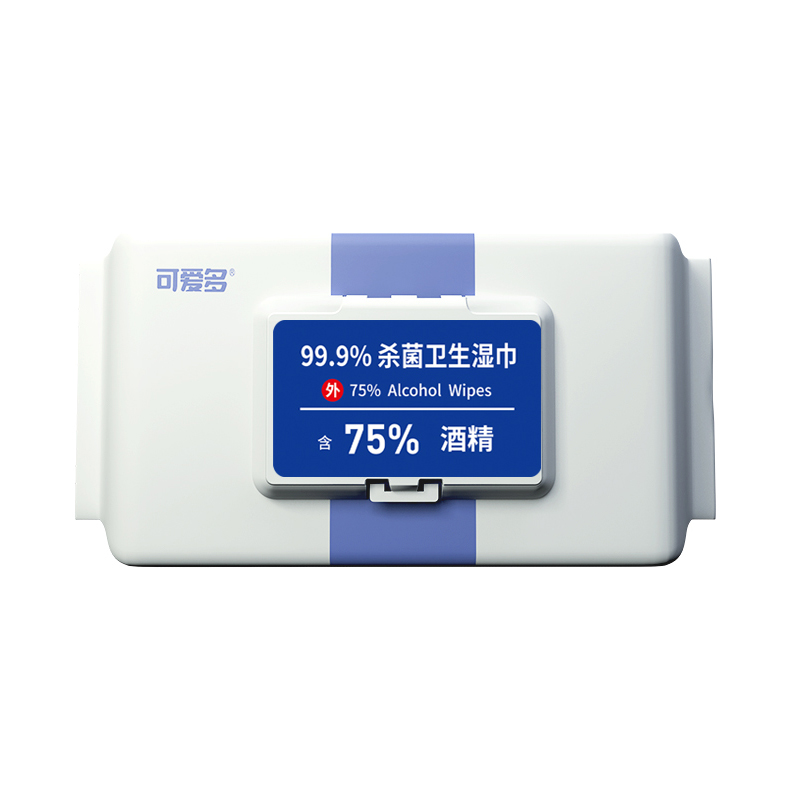 可爱多 75%酒精湿巾 40片*4包 酒精湿巾 水蓝色（单位：组）