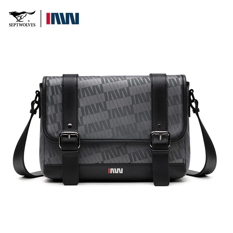 七匹狼（SEPTWOLVES） CA121736-2 310x100x150mm 单肩商务斜挎公文包 灰色（单位：个）