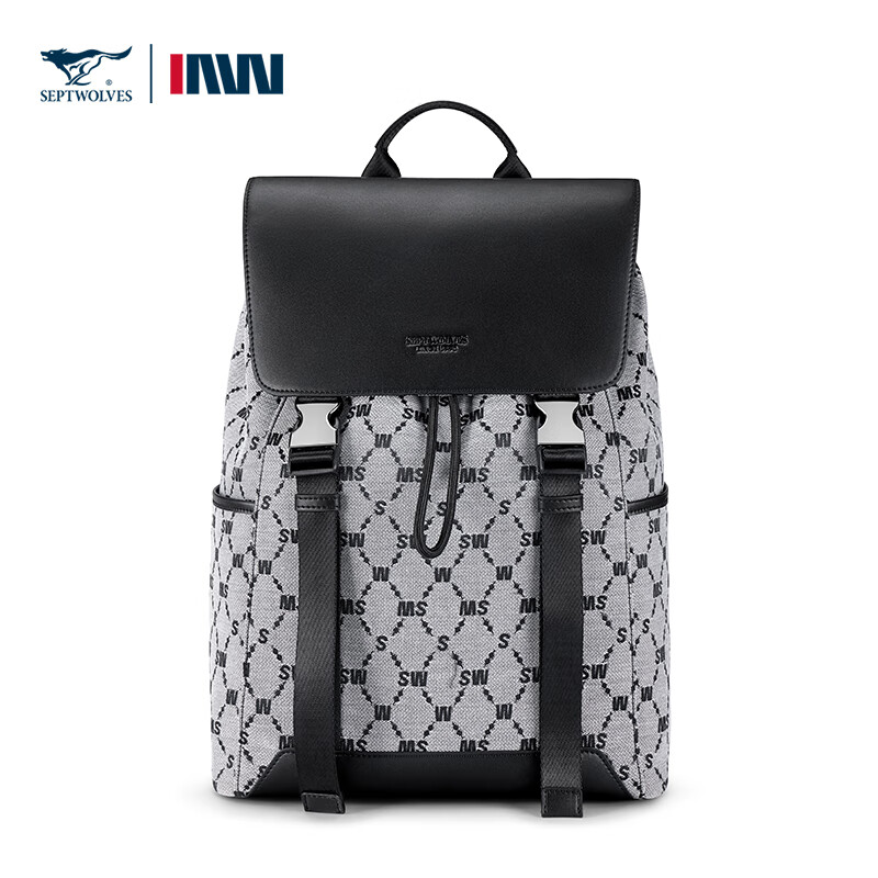 七匹狼（SEPTWOLVES） CA021616-1 340x160x420mm 双肩印花背包旅行双肩 黑色（单位：个）
