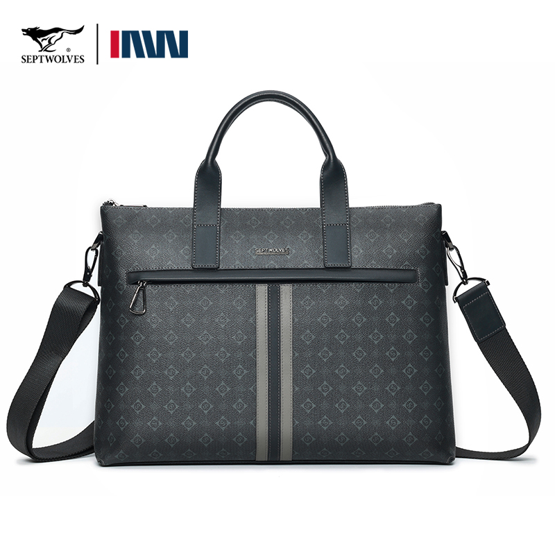 七匹狼（SEPTWOLVES） PD131626-1 380x80x290mm 公文包大容量电脑包 黑色（单位：个）