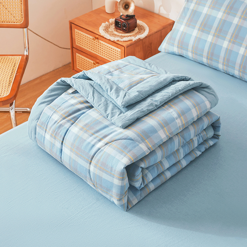 樵纪 简兮 单人被 无印风水洗棉棉花夏被 150x200cm 蓝色（单位：床）