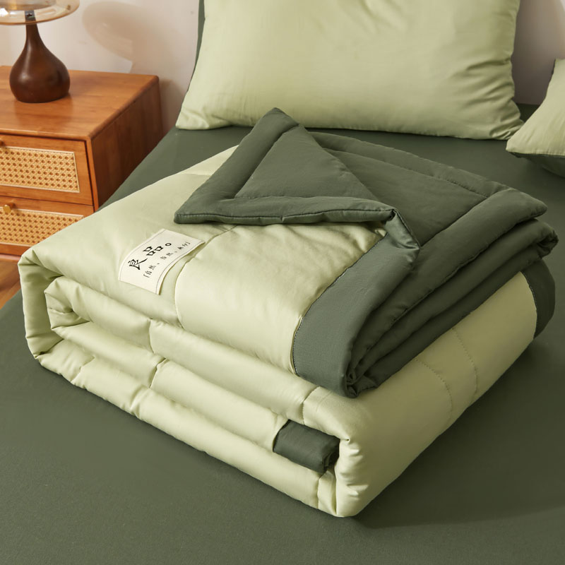 樵纪 苹果 午休被 双面全棉新疆棉花夏被 110x150cm 绿色（单位：床）
