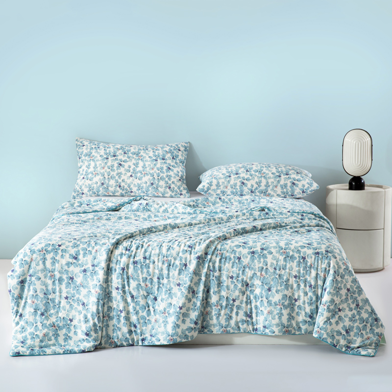 樵纪 蓝铃花 双人被  双面凉感莱赛尔夏被 200x230cm 蓝色（单位：床）