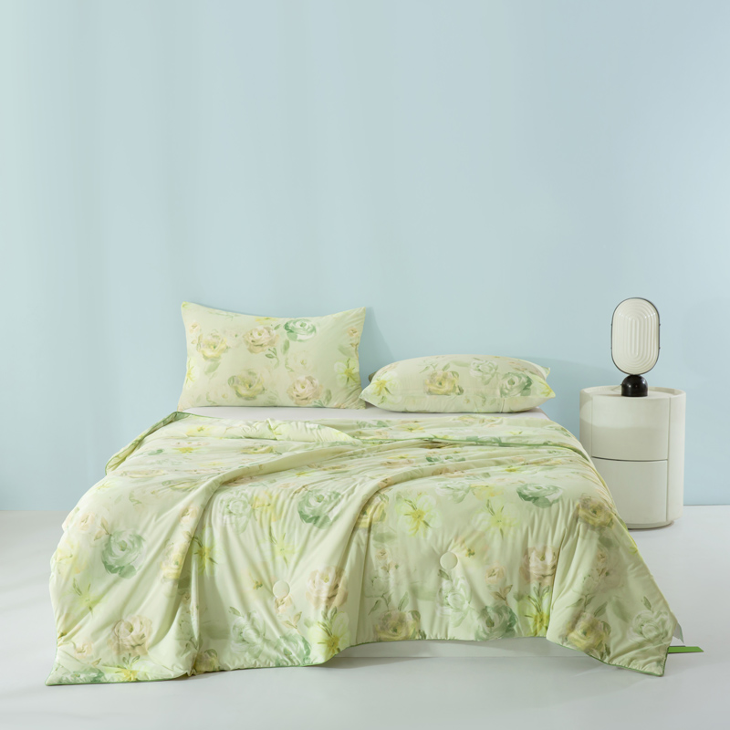 樵纪 罗曼蒂克 单人被  双面凉感莱赛尔夏被 150x200cm 绿色（单位：床）