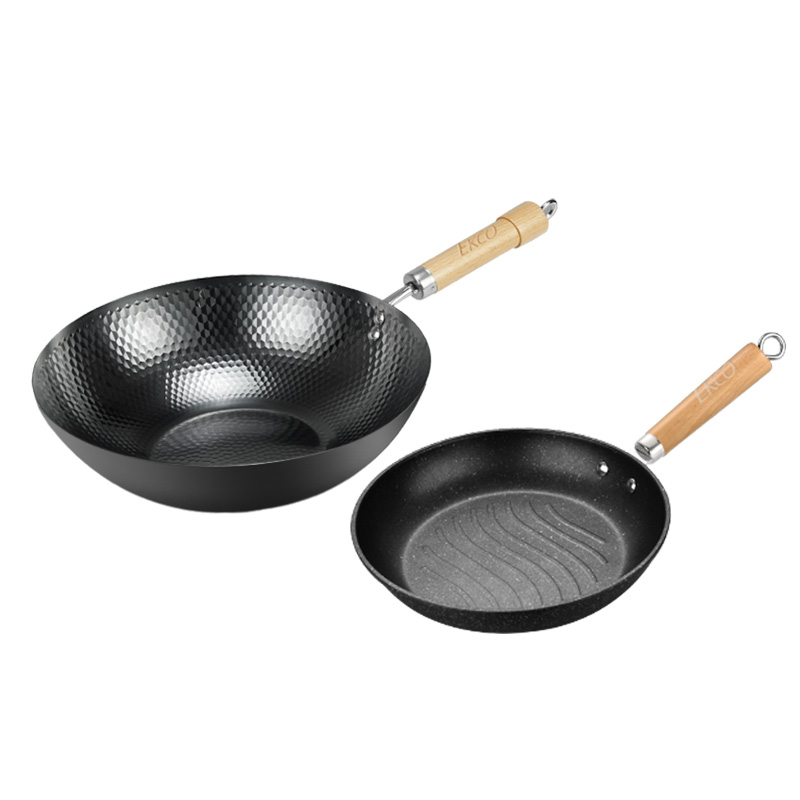 EKCO EK-JZT2A04ZX/KZ 32CM炒锅+26CM煎锅 极之铁套装A 黑色（单位：套）
